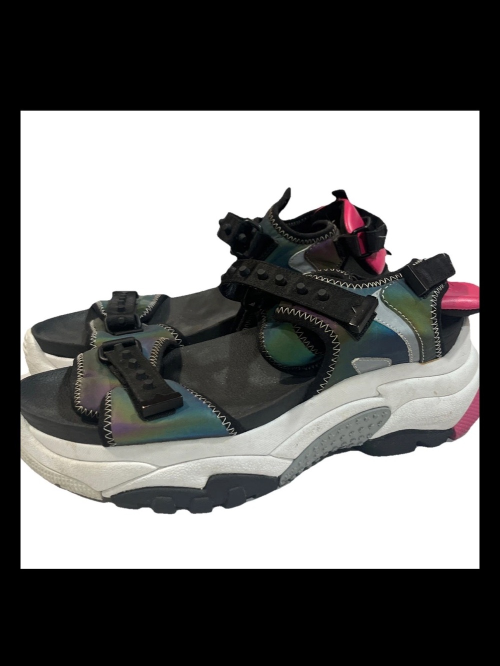 Ash Adapt Sandal Black Rainbow Platform Thick Soles Woman US Size 9 UK 40
